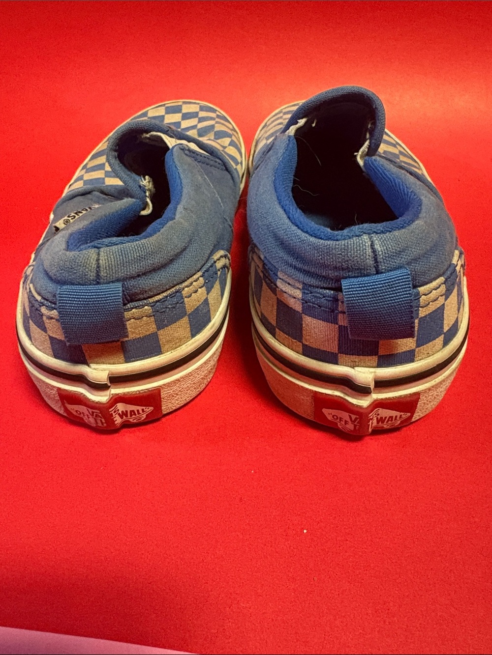 Vans Kids Slip-On Checkerboard Sneakers - Blue and Cream - Picture 3 of 3